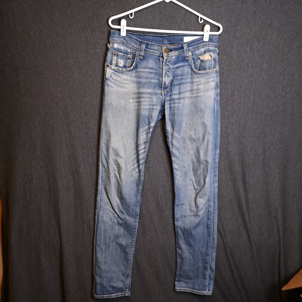 Rag & Bone Men's 30 (31x31) Slim Leg Distressed Denim Jeans Fit 2
